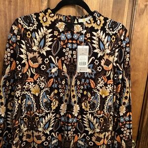 Boden Floral Mini Dress - Black, Blue, Orange, White